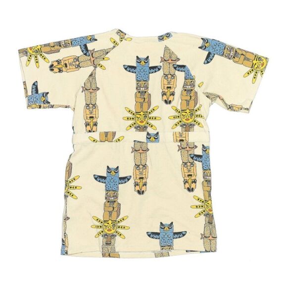 Mini Rodini Totem Print Short Sleeve Tie Waist T-Shirt Tee Dress Size 2 - Picture 2 of 3